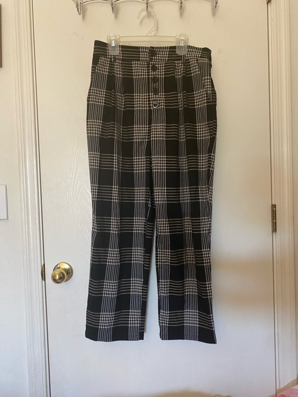 Black and Cream High Waisted Plaid Pants